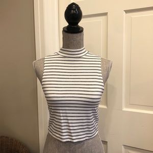 Forever 21 Striped Mock Turtleneck Tank Top